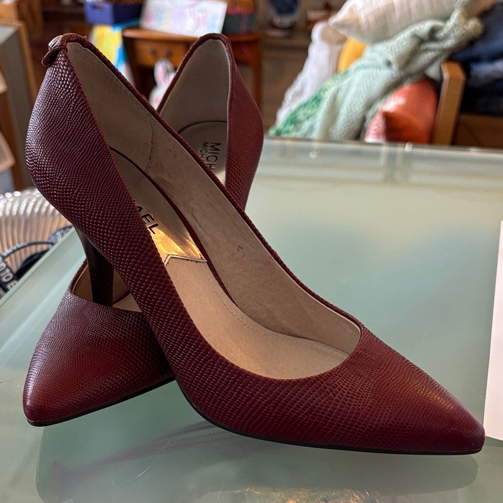 Michael Kors Textured Wine Pointed-Toe Pumps